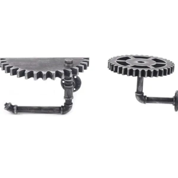 Industriel vintage væghylde - Opbevaringshylde - Enkelt Niveau - Vægmontering Med Skrue - Til Soveværelse, Stue, Badeværelse, Altan - Grå Sale