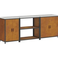 Industrielt køkkenopbevaringssæt med hylder - 3 pcs | Størrelse: 240x50x92 cm | Farve: Rusten Best