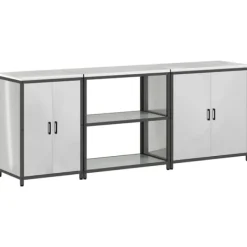 Monteringsfärdiga Kök & Pentryn>Industrielt køkkenopbevaringssæt med hylde - 3 pcs | Farve: Sølv | Størrelse: 240x50x92 cm