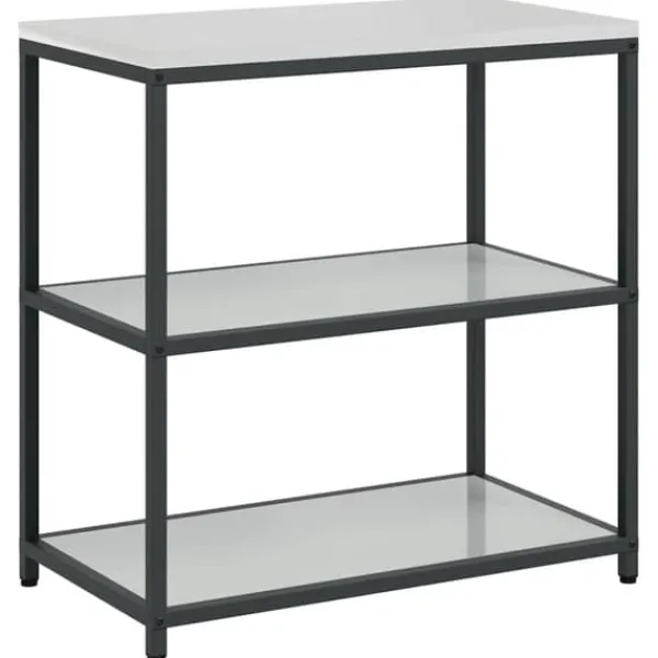 Monteringsfärdiga Kök & Pentryn>Industrielt køkkenopbevaringssæt med hylde - 3 pcs | Farve: Sølv | Størrelse: 240x50x92 cm