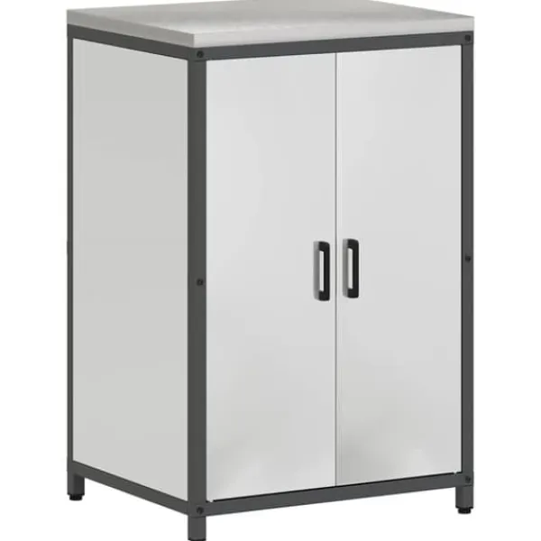 Monteringsfärdiga Kök & Pentryn>Industrielt køkkenopbevaringssæt med hylde - 3 pcs | Farve: Sølv | Størrelse: 240x50x92 cm