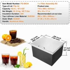 Iskiste, 71,1x40,6x43,2 cm, rustfrit stål, udendørs køkkenopbevaring Clearance
