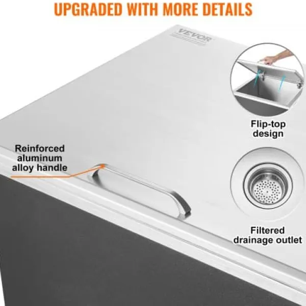 Iskiste, 71,1x40,6x43,2 cm, rustfrit stål, udendørs køkkenopbevaring Clearance