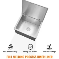 Iskiste, 71,1x40,6x43,2 cm, rustfrit stål, udendørs køkkenopbevaring Clearance