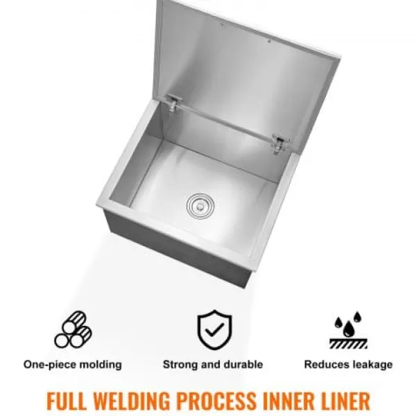 Iskiste, 71,1x40,6x43,2 cm, rustfrit stål, udendørs køkkenopbevaring Clearance