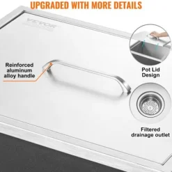 Iskiste, 53,3x43,2x45,7 cm, rustfrit stål, udendørs opbevaring Discount