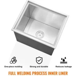 Iskiste, 53,3x43,2x45,7 cm, rustfrit stål, udendørs opbevaring Discount