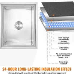 Iskiste, 53,3x43,2x45,7 cm, rustfrit stål, udendørs opbevaring Discount
