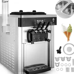 Ismaskine Hvid 2200 W, 2 x 6 L bordmodel, 220 V. Effektiv ismaskine i rustfrit stål med æggebakke. Perfekt til hjemmelavet is! Discount