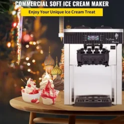 Ismaskine Hvid 2200 W, 2 x 6 L bordmodel, 220 V. Effektiv ismaskine i rustfrit stål med æggebakke. Perfekt til hjemmelavet is! Discount