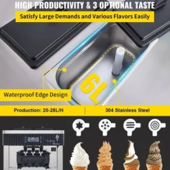 Ismaskine Hvid 2200 W, 2 x 6 L bordmodel, 220 V. Effektiv ismaskine i rustfrit stål med æggebakke. Perfekt til hjemmelavet is! Discount