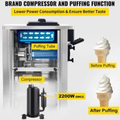 Ismaskine Hvid 2200 W, 2 x 6 L bordmodel, 220 V. Effektiv ismaskine i rustfrit stål med æggebakke. Perfekt til hjemmelavet is! Discount