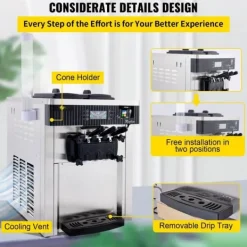 Ismaskine Hvid 2200 W, 2 x 6 L bordmodel, 220 V. Effektiv ismaskine i rustfrit stål med æggebakke. Perfekt til hjemmelavet is! Discount