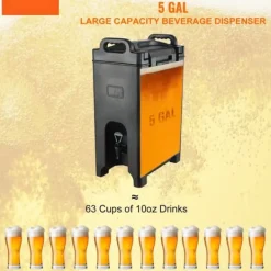 Drikkevareautomater>Isoleret 5 gallons drikkevaredispenser, fødevaregodkendt LDPE, til varme/kolde drikkevarer. Termisk køler med to-trins vandhane.