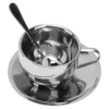 Kaffe- & Teservicer>Isoleret kaffekopsæt i rustfrit stål - 180 ml dobbeltvægget krus med underkop og ske