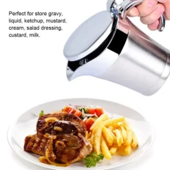 Isoleret sovsekande i rustfrit stål - dobbeltvægget, termisk, 450 ml (lille)