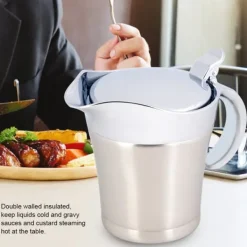 Isoleret sovsekande i rustfrit stål - dobbeltvægget, termisk, 450 ml (lille)