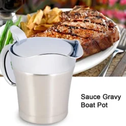 Isoleret sovsekande i rustfrit stål - dobbeltvægget, termisk, 450 ml (lille)