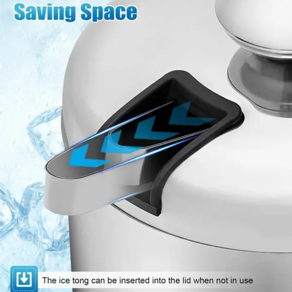 Isspande & Kølere>Isspand, 1,3 L dobbeltvægget isoleret, rustfrit stål, sølv, med istang og låg