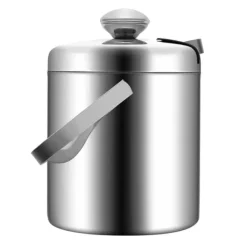 Isspand Sæt - Isspand - Dobbeltlags 304 Rustfrit Stål - 1,3 l - Med Tang og Si - 14 x 22,5 cm - Sølv Clearance