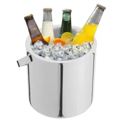 Isspand Sæt - Isspand - Dobbeltlags 304 Rustfrit Stål - 1,3 l - Med Tang og Si - 14 x 22,5 cm - Sølv Clearance