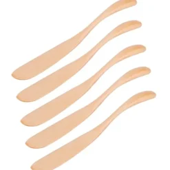 japansk stil smørknivsæt i træ - 5 dele, perfekt til at smøre marmelade og ost, perfekt til hjemmekøkkenet Online