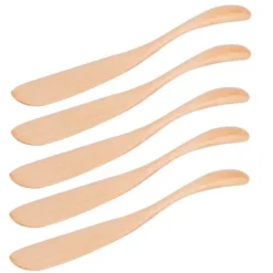 japansk stil smørknivsæt i træ - 5 dele, perfekt til at smøre marmelade og ost, perfekt til hjemmekøkkenet Online