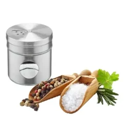Salt- & Peberstrøere>JASPER krydderibeholder i glas 55 ml rustfrit stål stålhus gennemsigtigt glas 3 typer krydderidoseringshuller