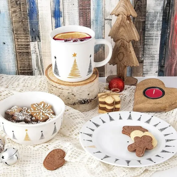 Tallerkener & Bordservicer>Juletræs desserttallerken i porcelæn 20 cm