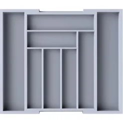 Justerbar grå bambusbestikskuffe til fleksibel organisering af køkkenet Discount