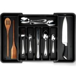 Justerbar indsats til bestik, køkkenredskaber, knive, udtrækkelig skuffeorganisator Hot