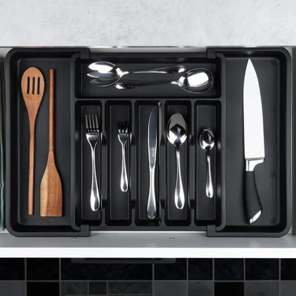 Justerbar indsats til bestik, køkkenredskaber, knive, udtrækkelig skuffeorganisator Hot