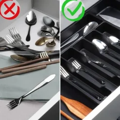 Justerbar indsats til bestik, køkkenredskaber, knive, udtrækkelig skuffeorganisator Hot