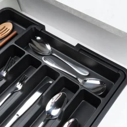 Justerbar indsats til bestik, køkkenredskaber, knive, udtrækkelig skuffeorganisator Hot