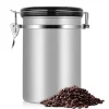 Kaffebeholder Stor Lufttæt Rustfrit Stål Sort Køkkenopbevaringsbeholder (Sølv 1,8L) New