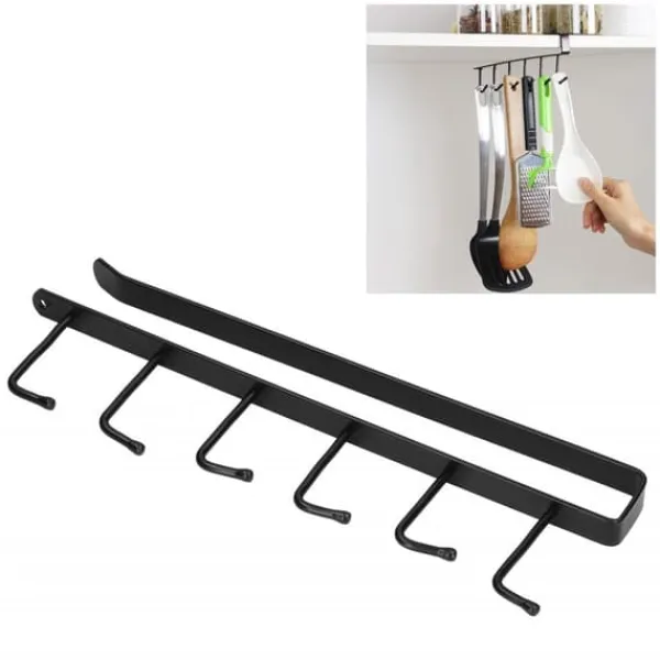 Kaffemugghållare 6 krokar Elegant stil Bekväm Praktisk Stabil Pålitlig Slitstark Bärbar Kökshylla för HomeBlack Clearance