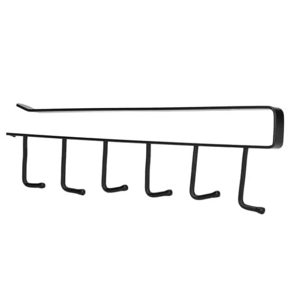 Kaffemugghållare 6 krokar Elegant stil Bekväm Praktisk Stabil Pålitlig Slitstark Bärbar Kökshylla för HomeBlack Clearance