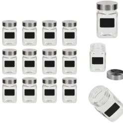 Kagedåser - Living opbevaringsglas med etiket 12 stk. 300 ml Outlet