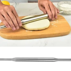 Kagerulle bagt 304 rustfrit stål bærbar professionel pizzadejrulle til hjemmekøkken Længde 37,2 cm Outlet