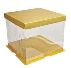 Kagedåser>Kageæske GULD 33,5x33,5x26 cm HØJ