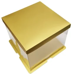 Kagedåser>Kageæske GULD 33,5x33,5x26 cm HØJ