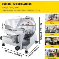 Kødhakker, 350-400 RPM, Justerbar Tykkelse,10inch 240W Hot