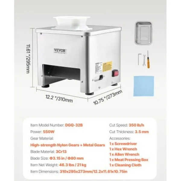 Kødkuttermaskine, 36x34.5x41.8 cm, rustfrit stål Outlet