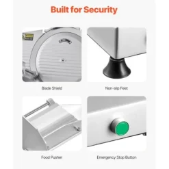 Kødpålægsmaskine, 10 tommer elektrisk pålægsmaskine 48x40x41 cm, justerbar tykkelse, metal