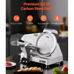 Kødpålægsmaskine, 10 tommer elektrisk pålægsmaskine 48x40x41 cm, justerbar tykkelse, metal