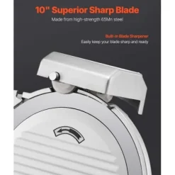 Kødpålægsmaskine, 10 tommer elektrisk pålægsmaskine 48x40x41 cm, justerbar tykkelse, metal