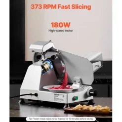 Kødpålægsmaskine, 10 tommer elektrisk pålægsmaskine 48x40x41 cm, justerbar tykkelse, metal