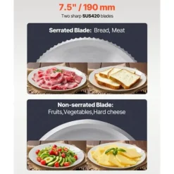 Kødskærer 180W 7,5, Elektrisk Deli Madskærer, præcise skiver, nem at rengøre, ideel til kød, brød og ost Outlet