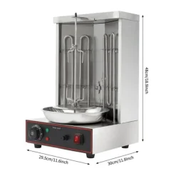 Kebab-/Gyrosgrill - Elektrisk Vertikalt Rotisseri - 3000W - 2 Brændere - 50–300°C - 220V - 10 kg Kapacitet - Rustfrit Stål 201 Online
