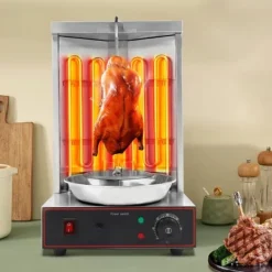 Kebab-/Gyrosgrill - Elektrisk Vertikalt Rotisseri - 3000W - 2 Brændere - 50–300°C - 220V - 10 kg Kapacitet - Rustfrit Stål 201 Online